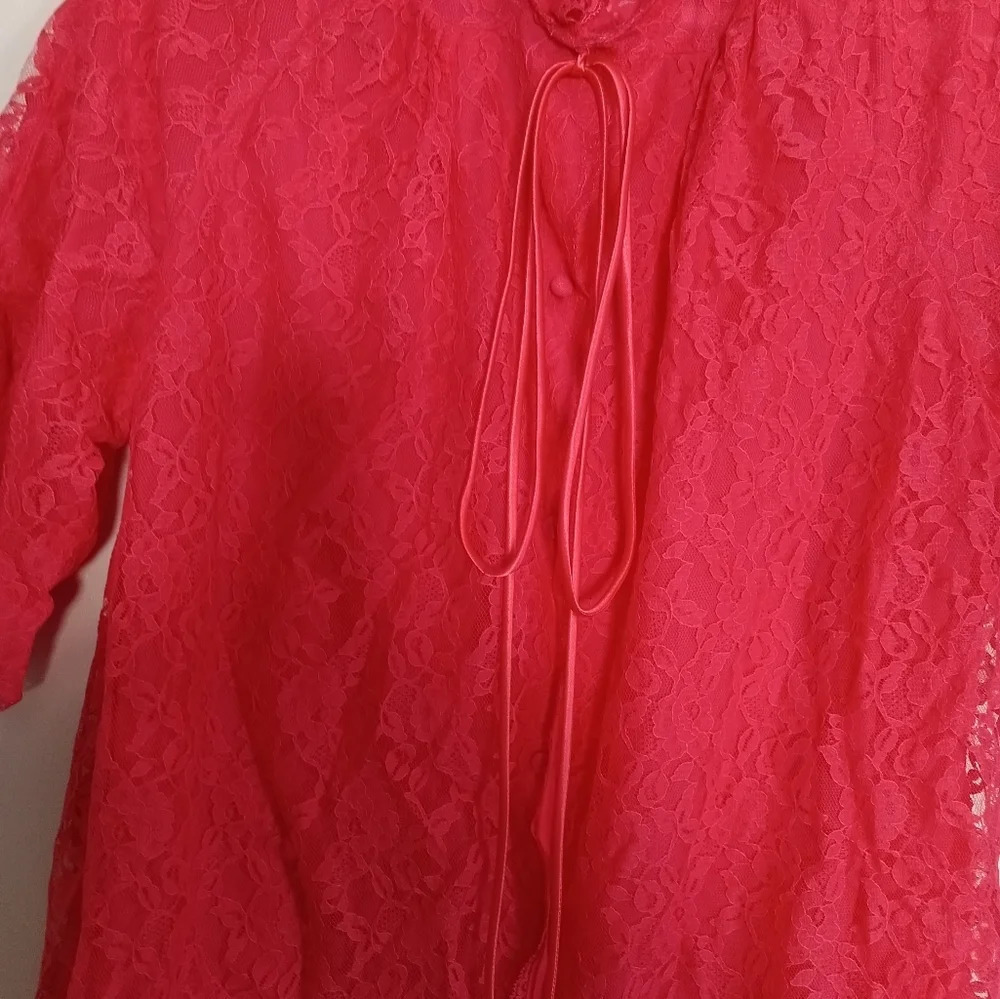 Vintage Gossard Artemis Orange Pink 2pc Ladies Nightgown Robe Set Sz Medium - Picture 5 of 14